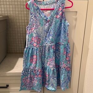 Lilly Pulitzer Aqua Dress with Pink & Blue Floral Print